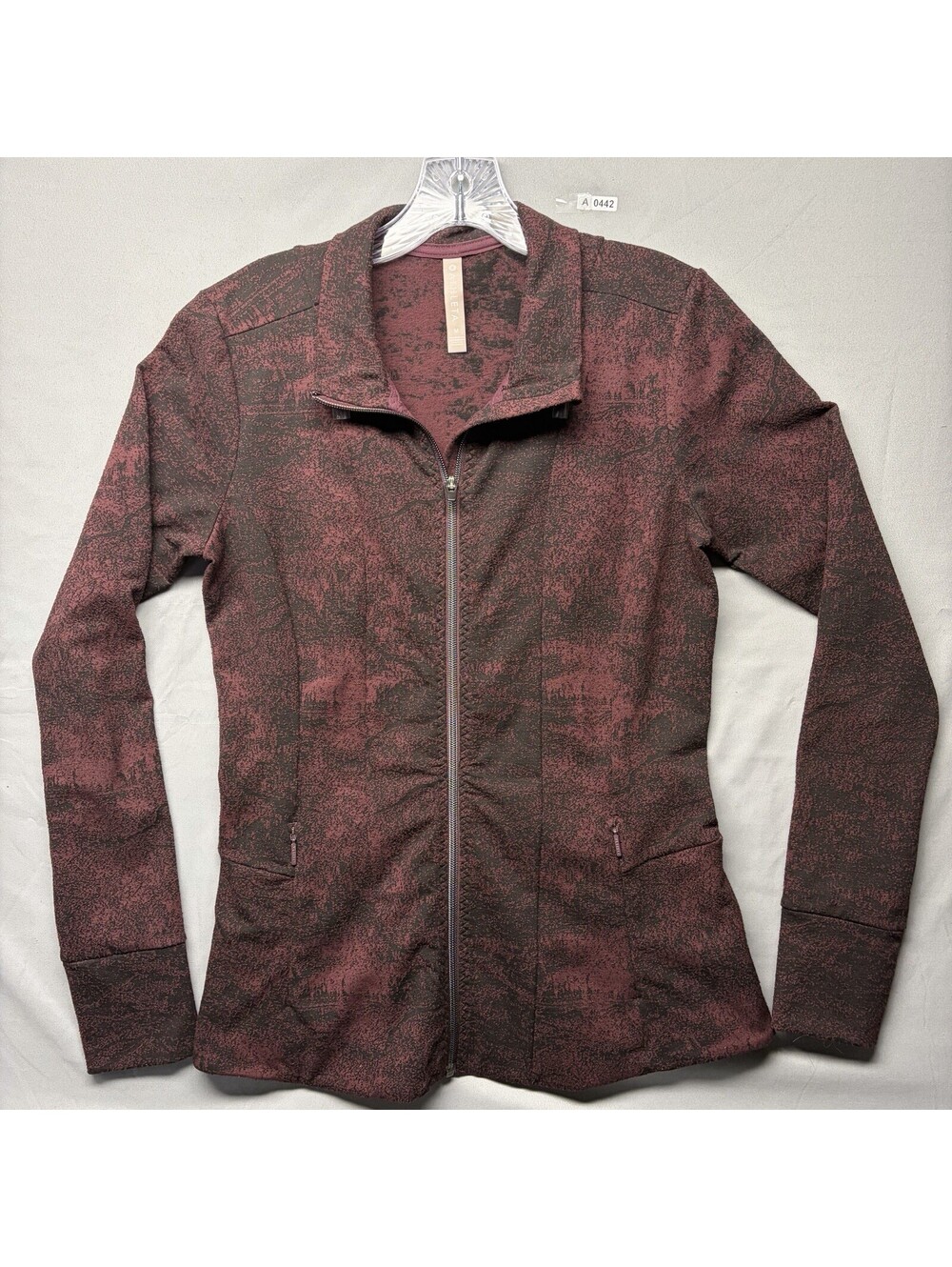 Athleta Womens Full Zip Long sleeve Jacket Size M Burgundy - Thumb Holes - EUC